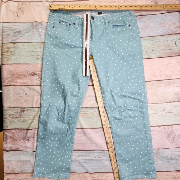 J.Crew Matchstick Polka Dot Stretch Jeans Light Blue Size 31 Cotton/Spandex Wome - Picture 10 of 13